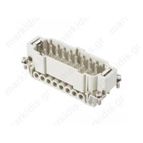 CNEM16T  Heavy Duty Connector Insert, 16+PE Signal, CNE Series, 17 Contacts, 2, Plug, 16A, Pin