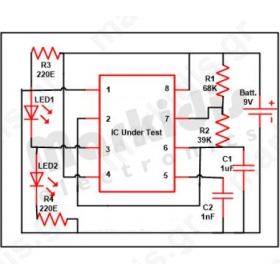 555 Timer IC Testing Simple Circuit: