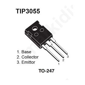 TIP3055 Transistor NPN bipolar 100V 15A 90W TO240AA TO247
