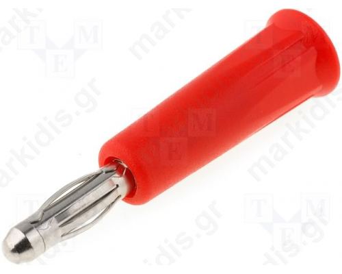 Plug 4mm banana 24A 60VDC red non-insulated Overall len 46mm