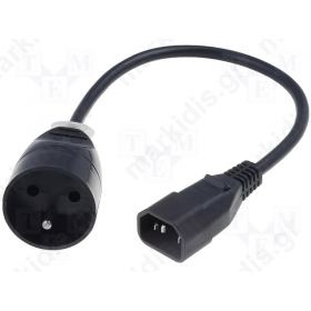 Cable CEE 7/5 (E) socket, IEC C14 male 0.3m Sockets1 black