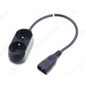  Cable 7/5 (E) socket, IEC C14 male 0.3m Sockets 2  black