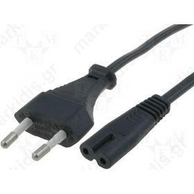 Cable; CEE 7/16 (C) plug, IEC C7 female; 2.5m; black; PVC; 2.5A