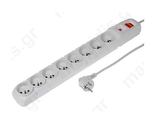 Plug socket strip: overvoltege protection; Sockets:8; 230VAC