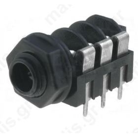Socket Jack 6.35 mm female stereo, with on/off switch