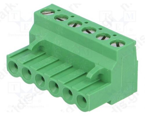 Pluggable terminal block plug female 5.08mm ways:6 15A green
