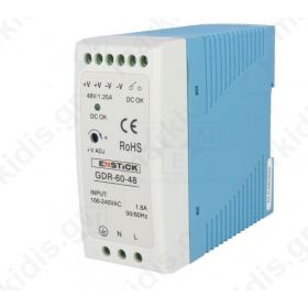 GDR-60-48, Pwr sup.unit: switched-mode; 60W; 48VDC; 1.25A; 85-264VAC