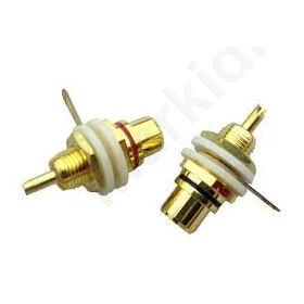 Socket; RCA; female; gold plated; for panel mounting; 6mm