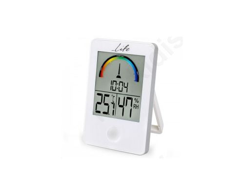 Ψηφιακό θερμόμετρο / υγρόμετρο εσωτερικού χώρου με ρολόι και έγχρωμη απεικόνιση