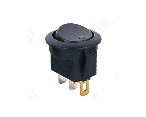 16A 12VDC ON-OFF single pole SPST 3P green lamp