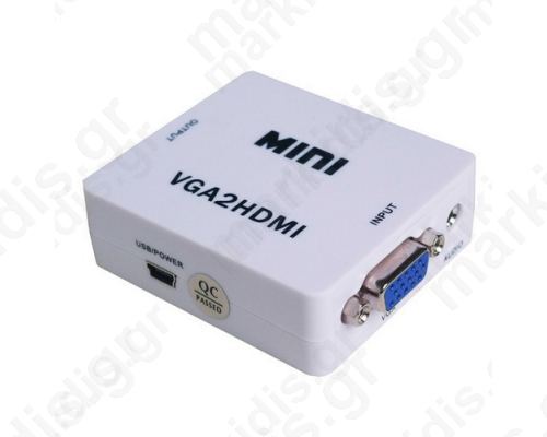 ANGA PS-M600 ΜΕΤΑΤΡΟΠΕΑΣ VGA θηλυκό με Ήχο σε HDMI (A) θηλυκό 720p/1080p (Ιδανικό για να προβάλεται