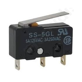 Microswitch SNAP ACTION with lever SPDT 5A/125VAC ON-(ON) SS-5GL