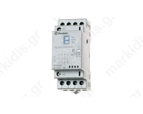 Contactor: 4-pole installation 25A  230VAC 230VDC NO x4 DIN