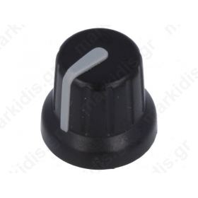 Knob miniature, with pointer ABS Shaft d:6mm